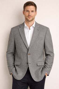 Ralph Lauren, 44L, Silk/Wool Blend,Grey Micro Check,Business Casual Sport Coat